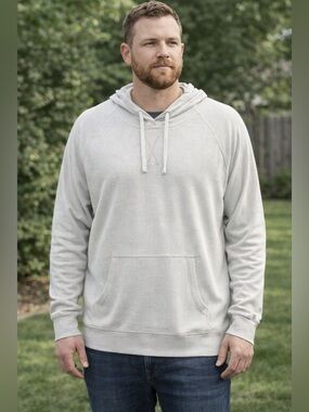 KUHL Men’s White & Grey Striped Lightweight Hoodie Long Sleeve Size XL